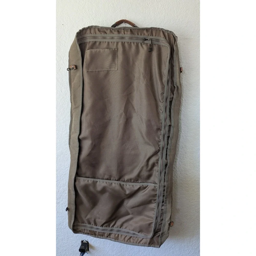 Palm Springs Luggage Collection Canvas Garment Bag Khaki Green Travel Carrier